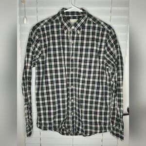American Eagle Men's Shirt Size M Green Blue Plaid Long Sleeve Button Up